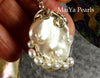Pendant - White Keshi Pearl & SS Wire Wrapped